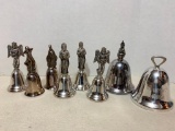 Group of Silver, Metal Christmas Bells
