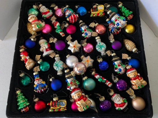 Group of Miniature Glass Christmas Tree Ornaments