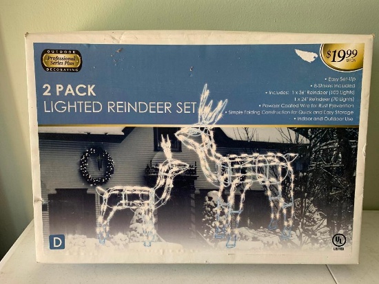 Two, Lighted Reindeer in Box