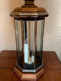 Decorative, Glass and Wood Lamp as Pictured