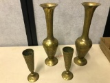 4 Brass Vases