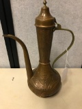 Vintage Metal Islamic Arabic Dallah Turkish Coffee Tea Pot, 15