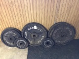 Group of Cast Iron Olympic, Weight Lifting Plates as Pictured