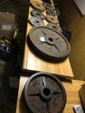 Group of Cast Iron Olympic, Weight Lifting Plates as Pictured