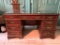 Hand Painted Accented, Kneehole Desk with Glass Top