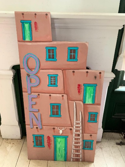 Hand Made by Andrea Parrott, Southwest Style Open Sign