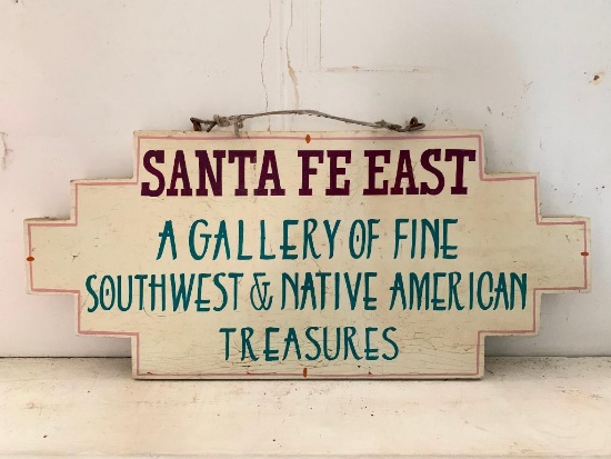 Vintage Wood Sign "Santa Fe East"