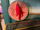 Ceramic Chili Medallion and Sign