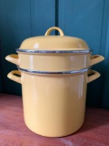 Painted Enamel Pasta Pot with Lid in Condition Pictured