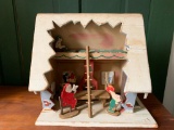 Hand Made and Painted, Santa's Christmas Work Shop in As Pictured Condition