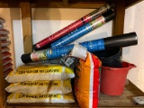 Three Bags of Compost, Bag of Salt, 3- 3'X50' Weed Barrier, Plastic Sheeting and More