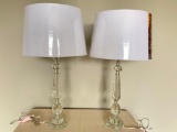 Pair of Contemporary, Glass Lamps with New Shades, They Look New, 28