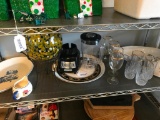 Shelf Lot of Glassware, Dishes and Decorative Items as Pictured
