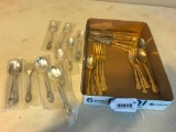 Group of Gold Color Stainless Steel Flatware and a Group of Unopened Spoons as Pictured