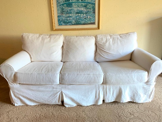 Pottery Barn, Slip Cover Couch with White Cover