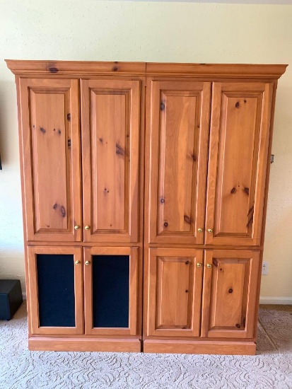 Fiber Board with Solid Wood Doors Entertainment/Shelving Unit