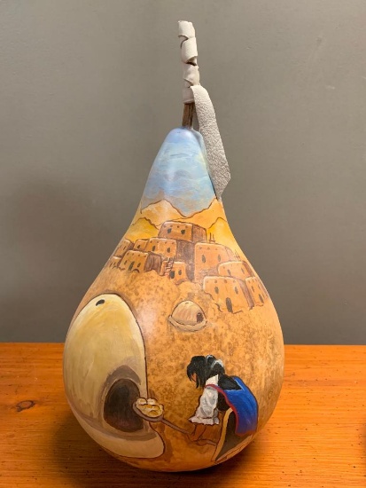 Southwest Style, Painted Scene on a Gourd by Andrea Parrott