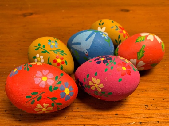 Group of Pottery, Painted Mexican Eggs