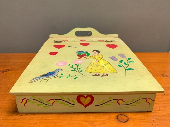 Interesting, Hand Painted, Southwest Style, Writing Board with Storage