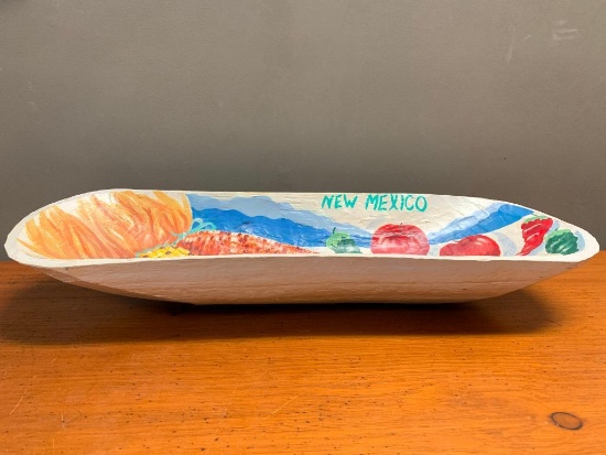 Hand Painted and Carved Wood Bowl from Mexico