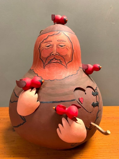 Hand Painted Gourd of St. Francis by Andrea Parrott