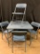 4 Blue Card Table Chairs and Costo Card Table