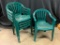 5 Green Plastic Outdoor Chairs