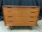 Mid Century Modern, Teak, Chest of Drawers with Vanity/Desk Top Drawer Marked 