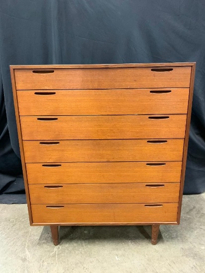 Mid Century Modern, Teak, Chest of Drawer, Marked "Furniture Makers Danish Control" on Medallion on