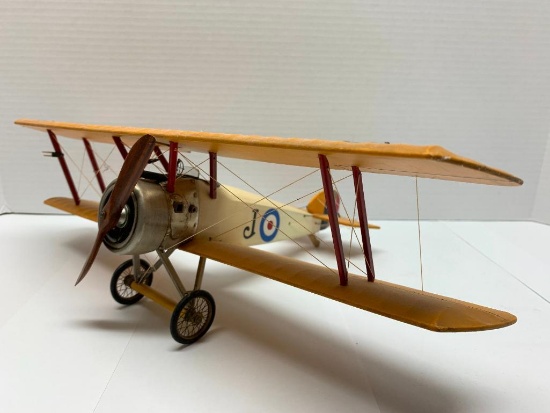 Wooden Model Airplane 15" Wide x 9" Long That Appears to be Handmade with Wood Frame and Material of