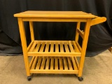 Pine Kitchen Cart on Wheels