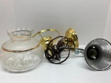 Gold Metal Glass Lamp and Clamp Light with no Chimney