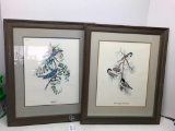 2 Signed and Numbered Don Whitlatch, 126 /1000, Blue Birds, Black/Capped Chickadee 25x21