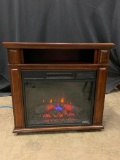 Small, Electric Fireplace with Wood Surround, It Works!