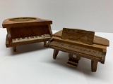 A Pair of Decorative Wood Pianos with Faux Flowers Holder.