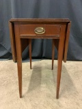 Mahogany Drop Leaf Side Table with Single Drawer 26