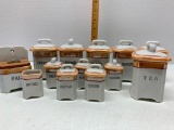 Set of Porcelain Japanese Spice Jars, The Coffee and Nutmeg are Busted, Please Note Condition in