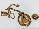 Masonic Necklace and Pin, Pendant is Dated Jan 15th, 1917