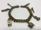 Charm Bracelet, Scroll Marked Sterling