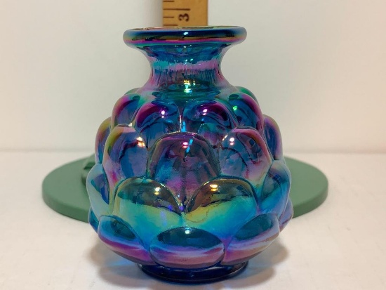 Multi-Colored Glass Mini Vase. This Item is 3" Tall