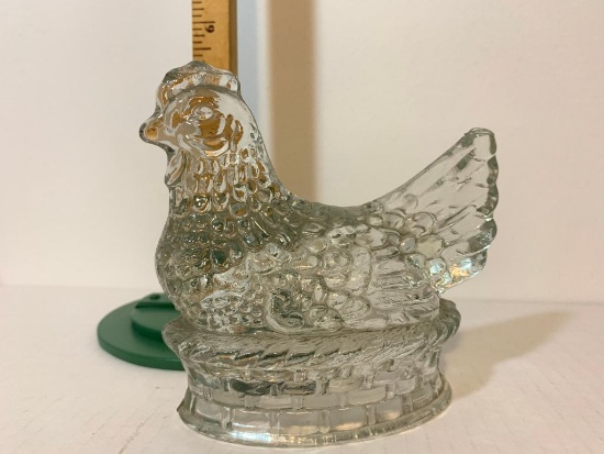 Clear Glass Rooster Candy Container. This Item is Appoximately 5" Tall