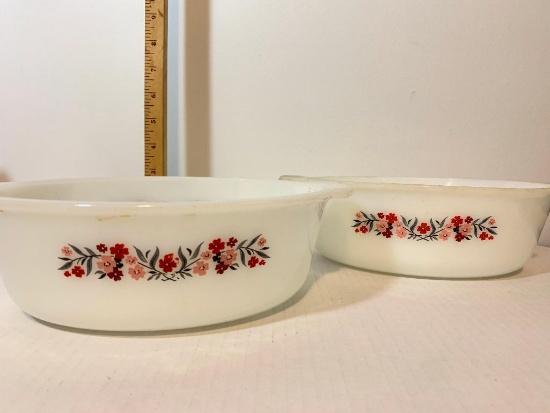 2 Piece Lot of Fire-King Primrose Ovenware Baking Dishes 1-2 Qt in Size