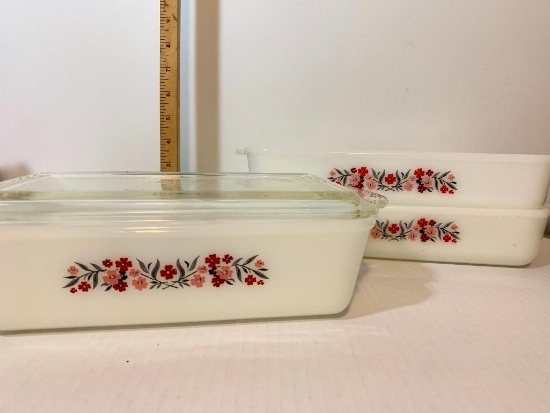 3 Piece lot of Fire-King Primrose Ovenware Baking Dishes
