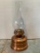 Miniture Glass Oil Lamp Cooper Glass Chimeny, 9 inches Tall, Made in Hong Kong