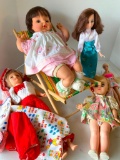 Lot with Group of Vintage Dolls, With Lounge Chair