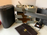 Office Lot, Paper Shredder, Desk Lamp, Organizational File Rack, Vintage Breif Case