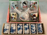 Japanese Tea Set in Box, Small Group of Porcelain Cups in Box