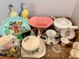 Large Group of Porcelain Items as Pictured, Birds 8 inches Tall