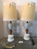 Pair of Milk Glass Lamps as Pictured