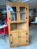 Corner Wood Cabinet, 69 inches Tall 32 inches across